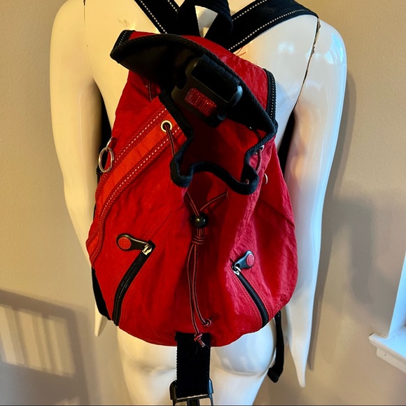 KIPLING-Large SAFETY Backpack w/Reflector Clasp-Packable-Red & Black - Picture 6 of 8